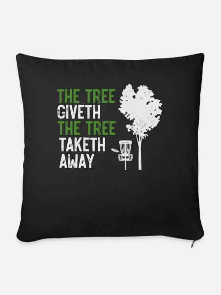 Discgolf, Discgolf-Baum - Sofakissenbezug 45 x 45 cm - Schwarz
