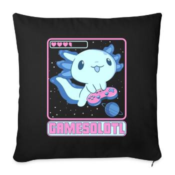 Axolotl Gamesolotl Funny Video Games - Sofa pillowcase 17,3'' x 17,3'' (45 x 45 cm) - black - Front