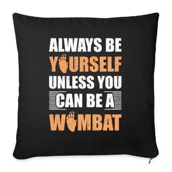 Drôle de dicton wombat australien - Housse de coussin décorative 45 x 45 cm - noir - Devant
