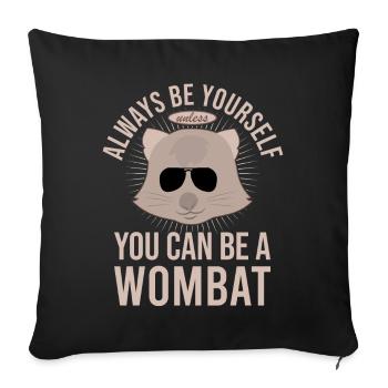 Drôle de dicton wombat australien - Housse de coussin décorative 45 x 45 cm - noir - Devant