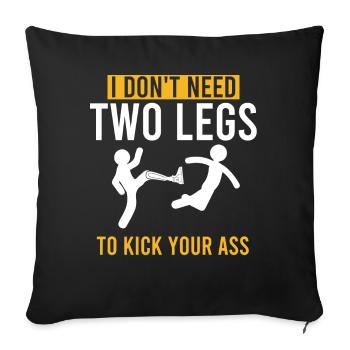 Prothèse de jambe, prothèse, amputé, amputation - Housse de coussin décorative 45 x 45 cm - noir - Devant