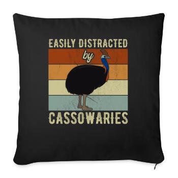 Retro Cassowary Bird Vintage Cassowaries - Sofa pillowcase 17,3'' x 17,3'' (45 x 45 cm) - black - Front