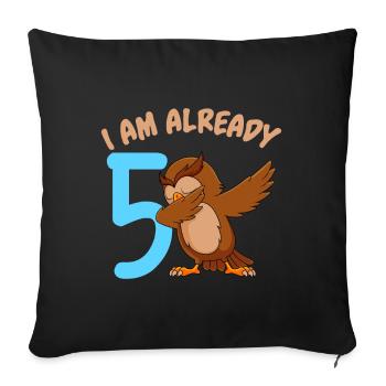 I am already 5 years 5th birthday girl boy - Sofa pillowcase 17,3'' x 17,3'' (45 x 45 cm) - black - Front