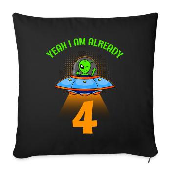 I am already 4 years 4th birthday boy - Sofa pillowcase 17,3'' x 17,3'' (45 x 45 cm) - black - Front