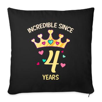 4th birthday girl 4 years - Sofa pillowcase 17,3'' x 17,3'' (45 x 45 cm) - black - Front