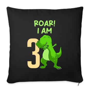 3rd Birthday 3 Years Dino Boy - Sofa pillowcase 17,3'' x 17,3'' (45 x 45 cm) - black - Front