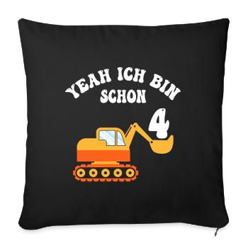 4 ans Garçon 4ème anniversaire - Housse de coussin décorative 45 x 45 cm - noir - Devant