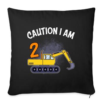 Caution I am 2 years boy 2nd birthday - Sofa pillowcase 17,3'' x 17,3'' (45 x 45 cm) - black - Front