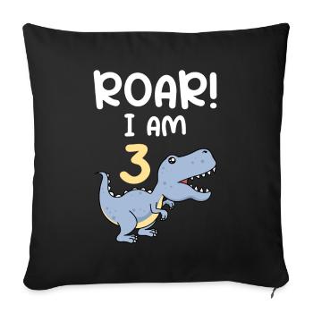 3rd birthday 3 years Dino Boy - Sofa pillowcase 17,3'' x 17,3'' (45 x 45 cm) - black - Front