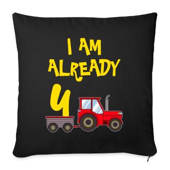 4 ans Garçon 4ème anniversaire - Housse de coussin décorative 45 x 45 cm - noir - Devant