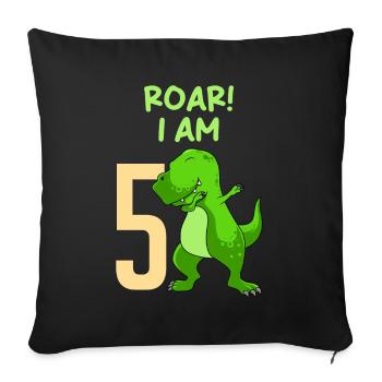 Dino 5 ans 5ème anniversaire garçon 5 ans - Housse de coussin décorative 45 x 45 cm - noir - Devant
