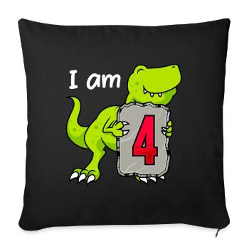 4ème anniversaire Boy Dino 4 ans - Housse de coussin décorative 45 x 45 cm - noir - Devant