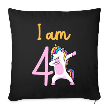 4th birthday girl 4 years - Sofa pillowcase 17,3'' x 17,3'' (45 x 45 cm) - black - Front