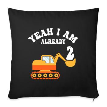 2ème anniversaire garçon 2 ans - Housse de coussin décorative 45 x 45 cm - noir - Devant