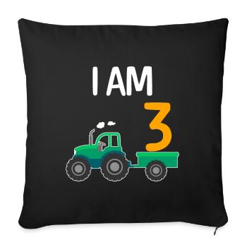 3 ans 3ème anniversaire garçon 3 ans - Housse de coussin décorative 45 x 45 cm - noir - Devant