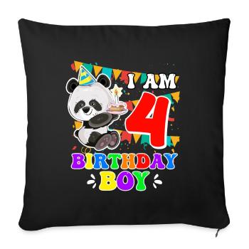 4ème anniversaire garçon 4 ans - Housse de coussin décorative 45 x 45 cm - noir - Devant