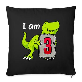 3rd birthday 3 years Dino Boy - Sofa pillowcase 17,3'' x 17,3'' (45 x 45 cm) - black - Front