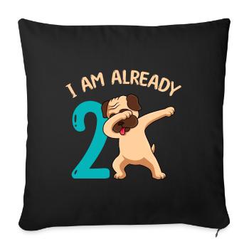 2ème anniversaire 2 ans - Housse de coussin décorative 45 x 45 cm - noir - Devant