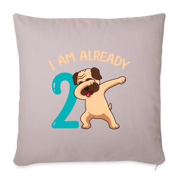 2ème anniversaire 2 ans - Housse de coussin décorative 45 x 45 cm - taupe clair - Devant