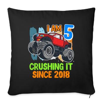 5ème anniversaire garçon 5 ans fils enfant - Housse de coussin décorative 45 x 45 cm - noir - Devant