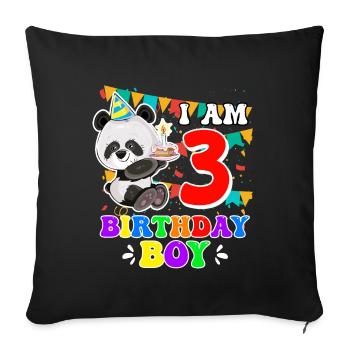 3ème anniversaire garçon 3 ans - Housse de coussin décorative 45 x 45 cm - noir - Devant