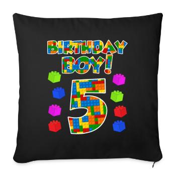 5ème anniversaire garçon 5 ans fils enfant - Housse de coussin décorative 45 x 45 cm - noir - Devant
