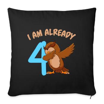 J’ai 4 ans 4ème anniversaire - Housse de coussin décorative 45 x 45 cm - noir - Devant