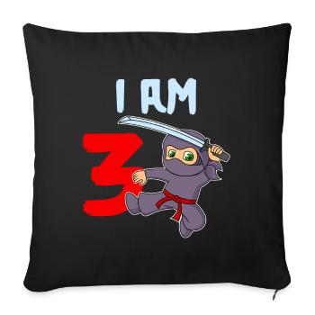 J’ai 3 ans garçon de 3ème anniversaire - Housse de coussin décorative 45 x 45 cm - noir - Devant