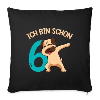 Ich bin 6 Jahre 6. Geburtstag - Sofakissenbezug 45 x 45 cm - Schwarz - Vorne