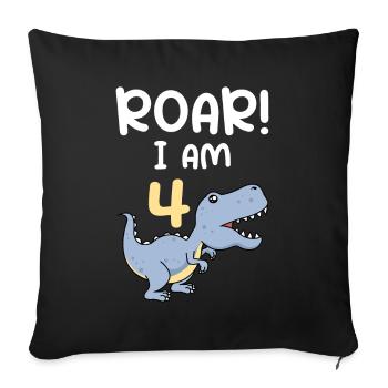 4th birthday Boy Dino 4 years - Sofa pillowcase 17,3'' x 17,3'' (45 x 45 cm) - black - Front