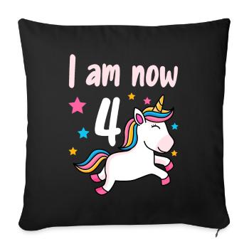 4th birthday girl 4 years - Sofa pillowcase 17,3'' x 17,3'' (45 x 45 cm) - black - Front