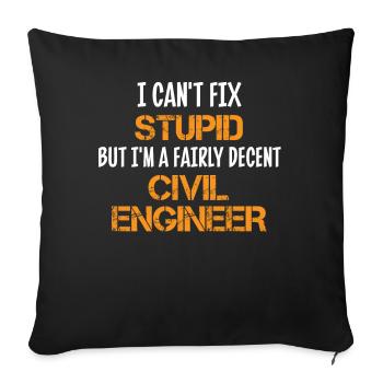 Civil Engineer, Civil Engineering - Sofa pillowcase 17,3'' x 17,3'' (45 x 45 cm) - black - Front