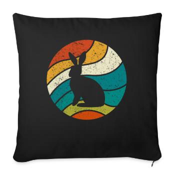 Lapin Rétro Vintage Lapin - Housse de coussin décorative 45 x 45 cm - noir - Devant