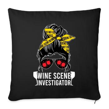 Wine Scene Investigator True Crime Weintrinker - Sofakissenbezug 45 x 45 cm - Schwarz - Vorne
