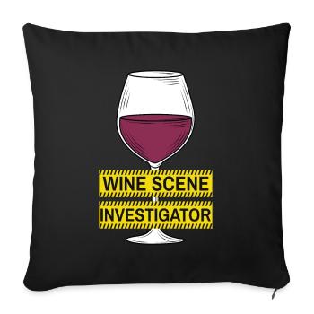 Wine Scene Investigator True Crime Weintrinker - Sofakissenbezug 45 x 45 cm - Schwarz - Vorne