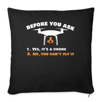 Drone volant, drones, drones, modèles réduits d’avions - Housse de coussin décorative 45 x 45 cm - noir - Devant
