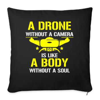 Drone volant, drones, drones, modèles réduits d’avions - Housse de coussin décorative 45 x 45 cm - noir - Devant