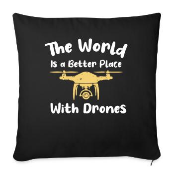 Drone volant, drones, drones, modèles réduits d’avions - Housse de coussin décorative 45 x 45 cm - noir - Devant