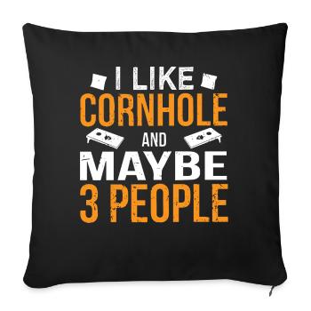 Cornhole, cornhole, cornhole player - Housse de coussin décorative 45 x 45 cm - noir - Devant