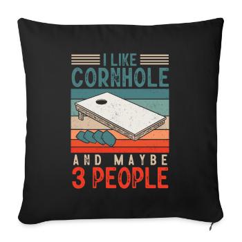 Joueur de Cornhole - Housse de coussin décorative 45 x 45 cm - noir - Devant