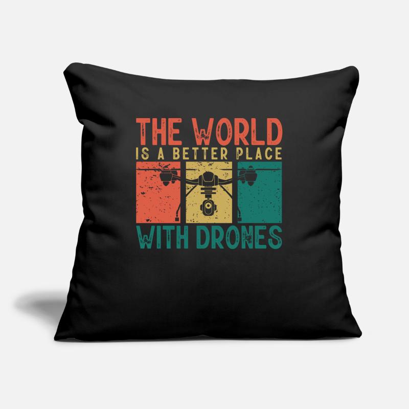 Drone volant, drones aériens, multicoptères, drones Housse de coussin décorative 45 x 45 cm