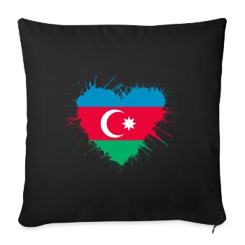 Azerbaijan Heart Flag - Sofa pillowcase 17,3'' x 17,3'' (45 x 45 cm) - black - Front