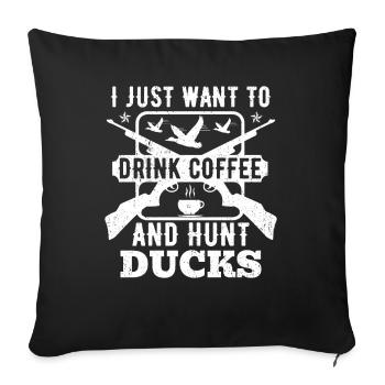 Saison de chasse au canard Chasse aux oiseaux chasseurs - Housse de coussin décorative 45 x 45 cm - noir - Devant