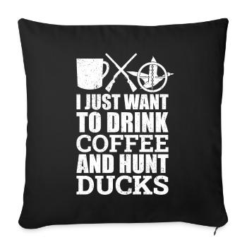 Saison de chasse au canard Chasse aux oiseaux chasseurs - Housse de coussin décorative 45 x 45 cm - noir - Devant
