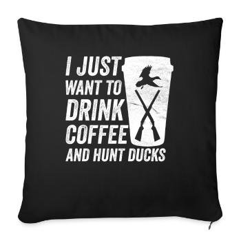 Saison de chasse au canard Chasse aux oiseaux chasseurs - Housse de coussin décorative 45 x 45 cm - noir - Devant