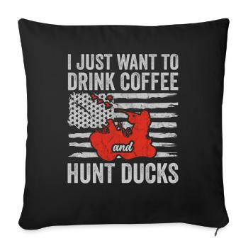 Saison de chasse au canard Chasse aux oiseaux chasseurs - Housse de coussin décorative 45 x 45 cm - noir - Devant