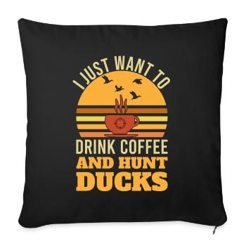 Saison de chasse au canard Chasse aux oiseaux chasseurs - Housse de coussin décorative 45 x 45 cm - noir - Devant