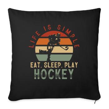 CE hockey player, ice hockey stick, ice hockey - Sofa pillowcase 17,3'' x 17,3'' (45 x 45 cm) - black - Front
