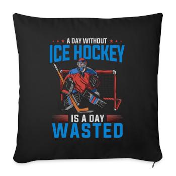 CE hockey player, ice hockey stick, ice hockey - Sofa pillowcase 17,3'' x 17,3'' (45 x 45 cm) - black - Front