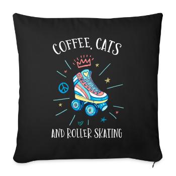 Roller skating - Sofa pillowcase 17,3'' x 17,3'' (45 x 45 cm) - black - Front